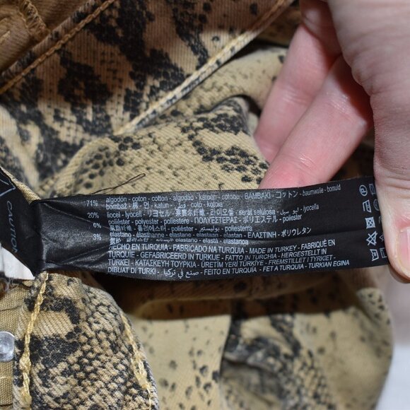 Zara Python Snake Pants Jeans Sz 2 Stretchy High Rise Skinny Ankle Grunge Rock - Picture 11 of 16